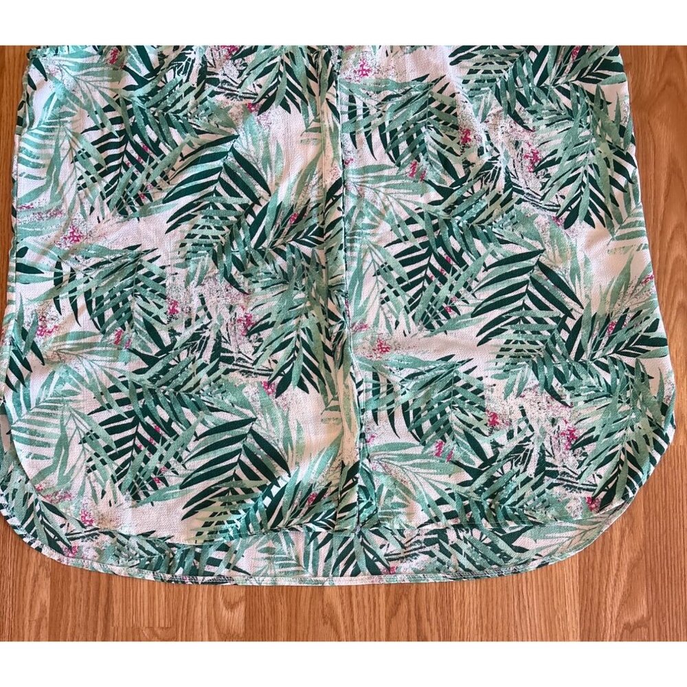 Mandee Sleeveless Blouse Women’s 1XL Tropical Leaf Print Green Resort Summer Top - Picture 8 of 11